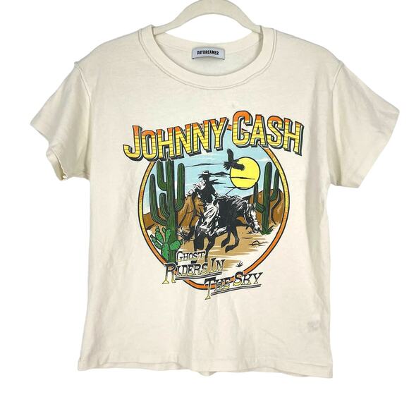 Daydreamer Johnny Cash Riders In The Sky Reverse Girlfriend Tee Cream Small - Picture 7 of 7
